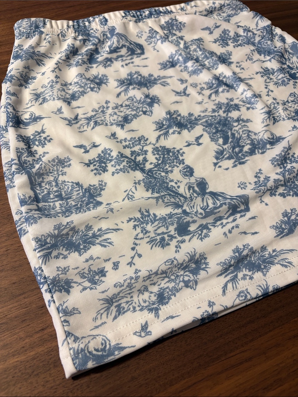 Blue Toile Print Women’s Skirt - Classic White & Blue